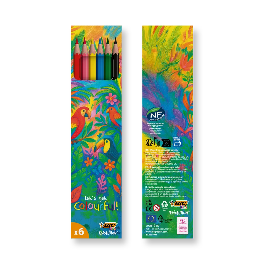 BIC® Kids Evolution® -värikynäsetti, 6 kynää – rasia