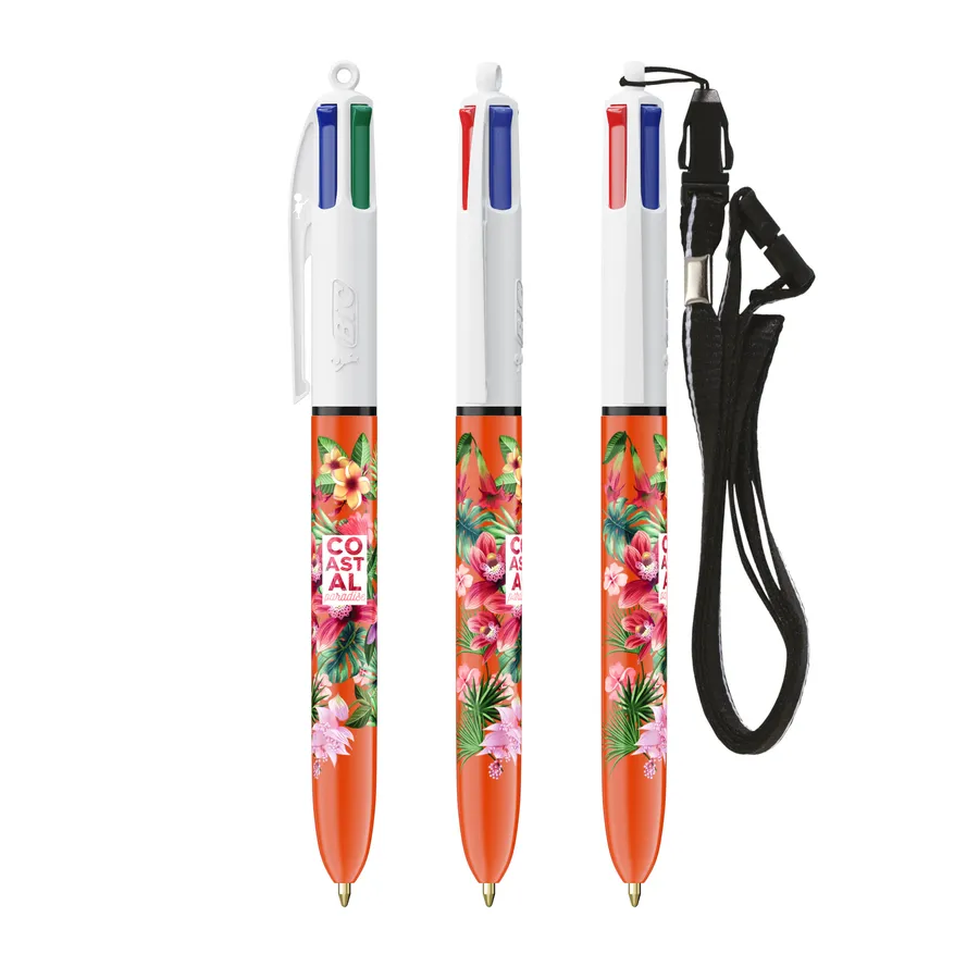 BIC® 4 Colours® Fine -kuulakärkikynä kaulanauhalla