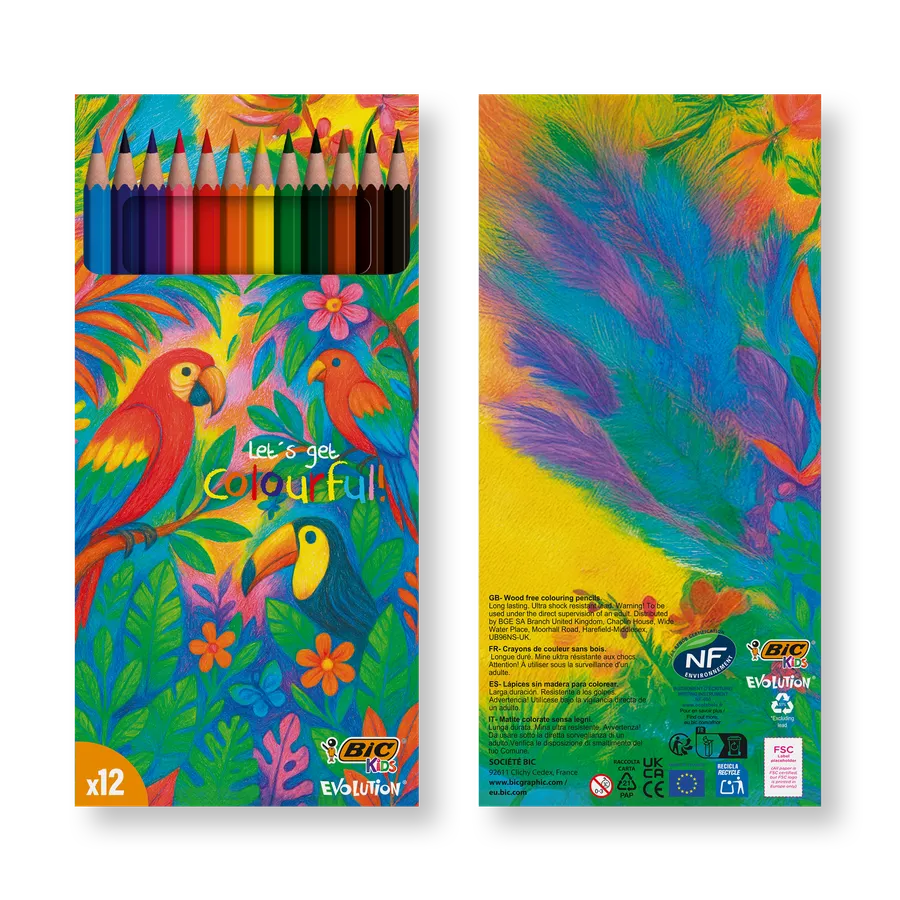BIC® Kids Evolution® -värikynäsetti, 12 kpl – rasia