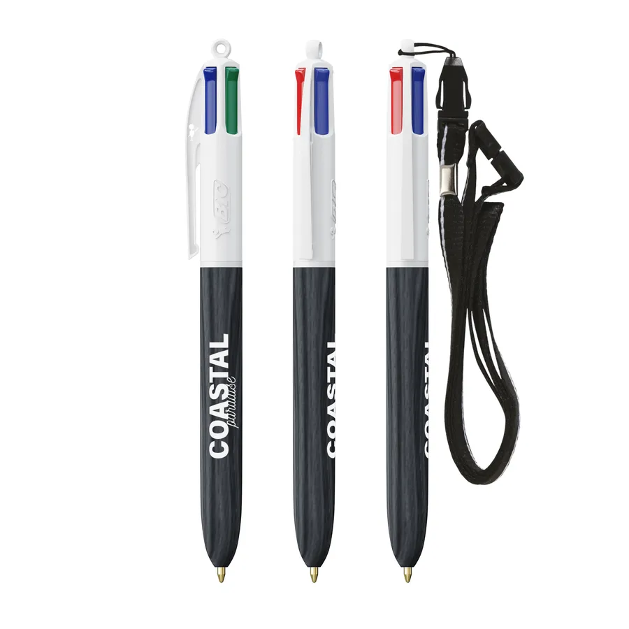 BIC® 4 Colours® Wood Style kaulanauhalla