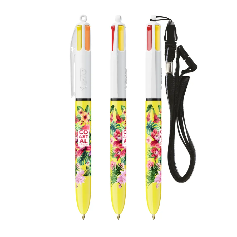 BIC® 4 Colours® Sun -kuulakärkikynä kaulanauhalla