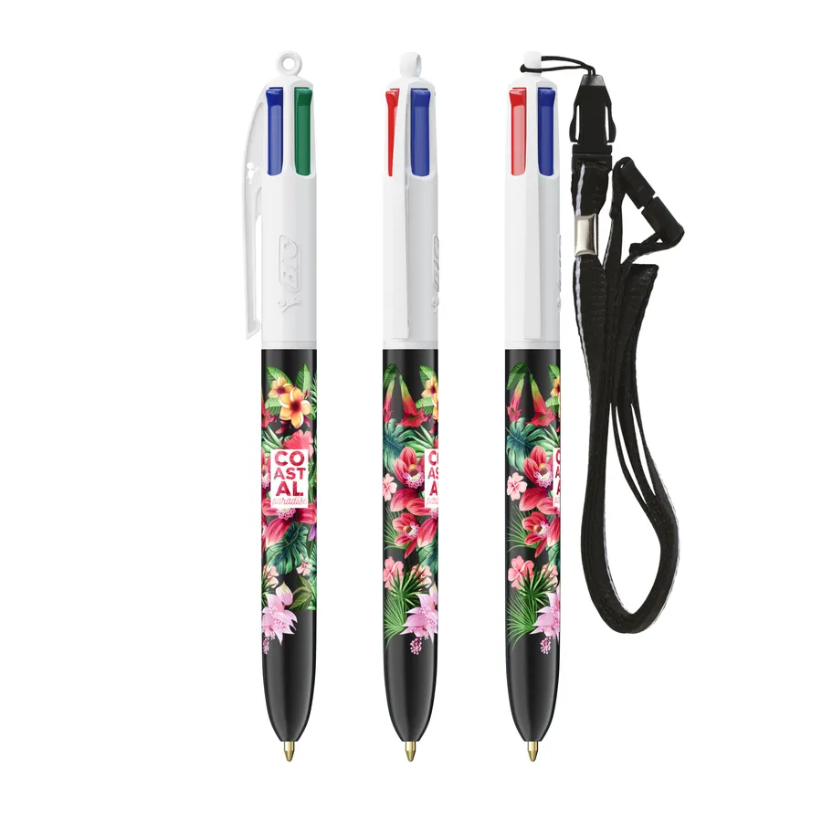 BIC® 4 Colours® kuulakärkikynä + kaulanauha