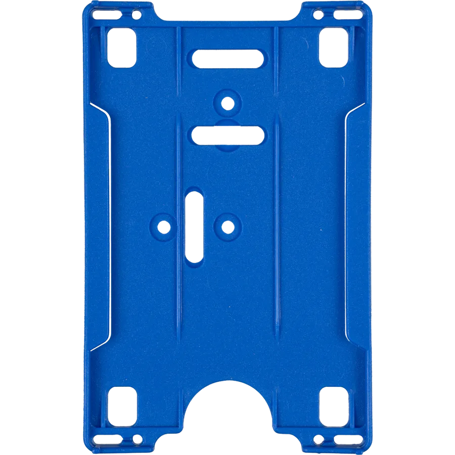 Blue CardKeep Original card holder viewed from the front.