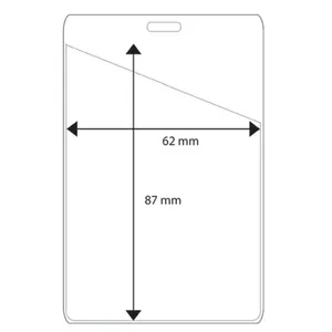 Muovitasku viistolla aukolla, pystymalli, 62 x 87 mm