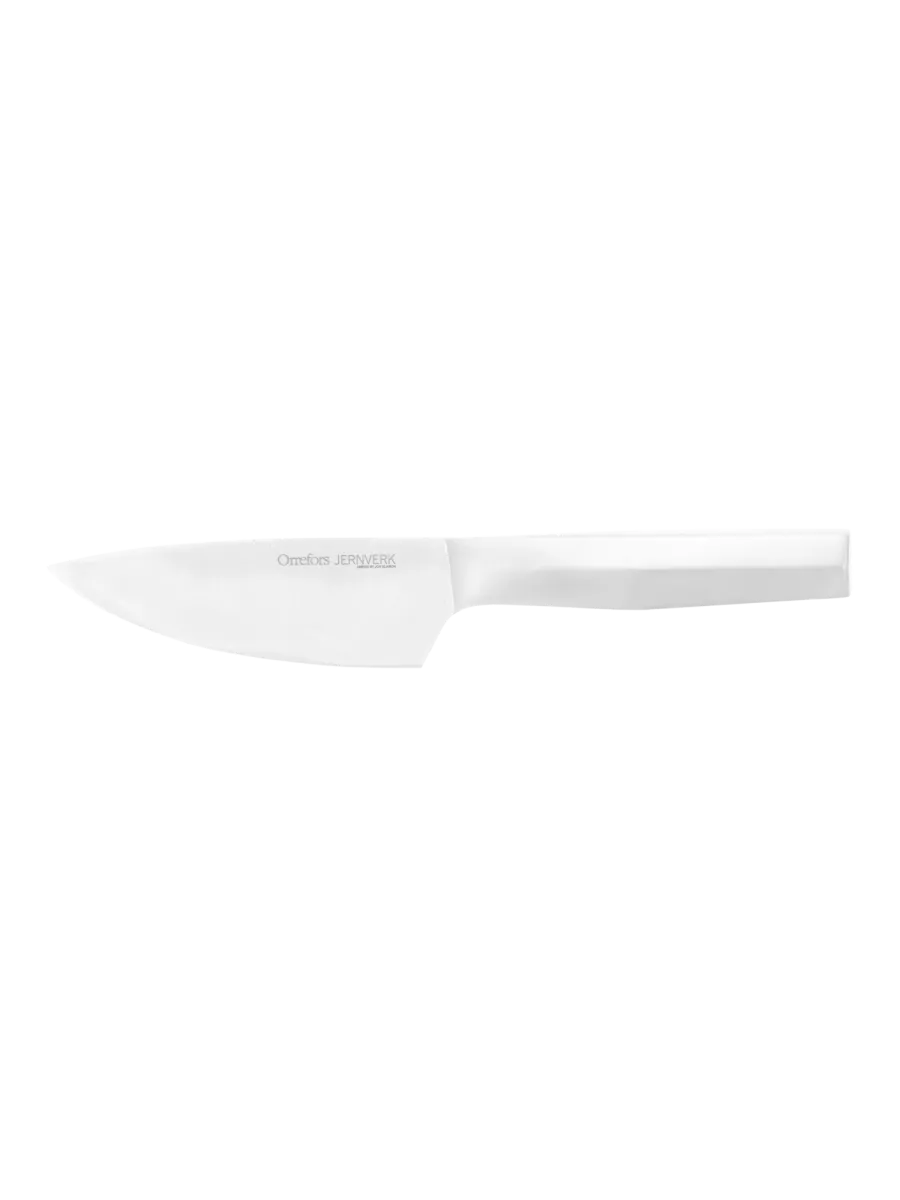 Teräksenvärinen Orrefors Jernverk Premium -keittiöveitsi, jossa terä ja kahva ovat yhtenäistä terästä.