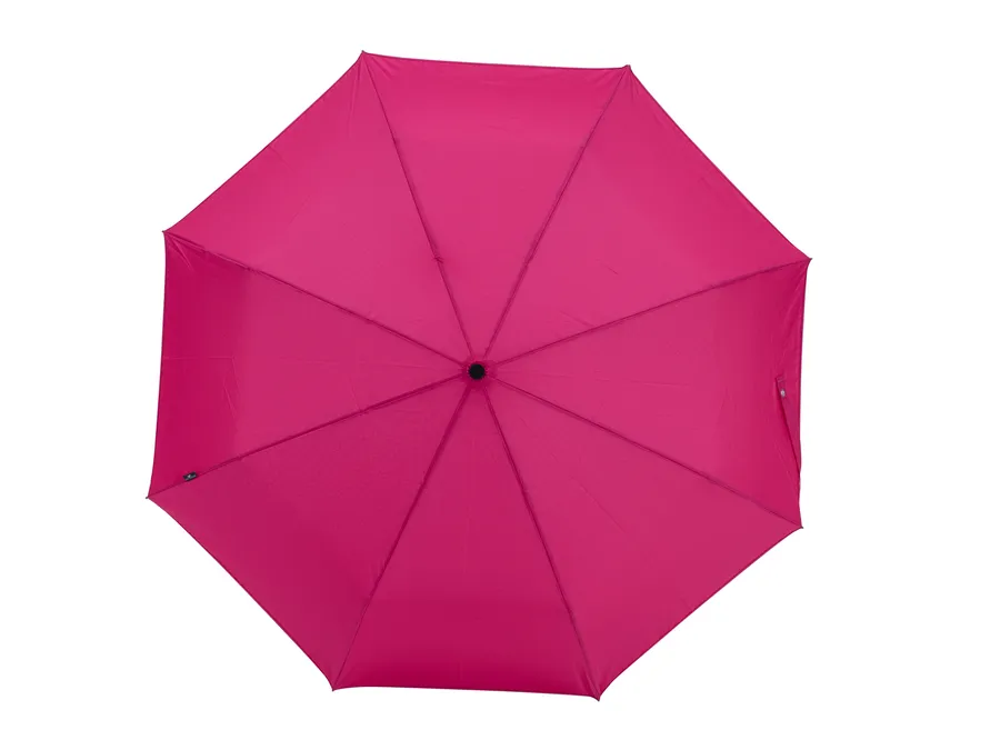 Cerise-värinen Stratus-sateenvarjo avattuna ylhäältä kuvattuna.