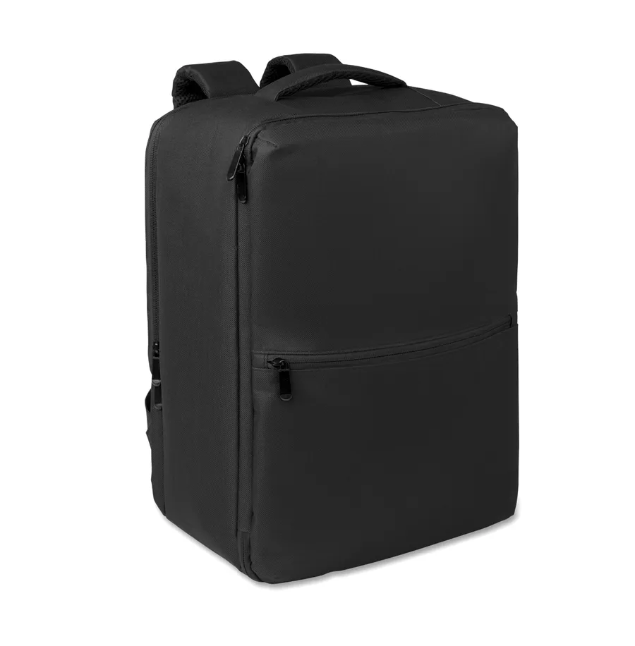 Musta CITYFLOW-reppu, jossa vetoketjullinen etutasku ja kantokahva.