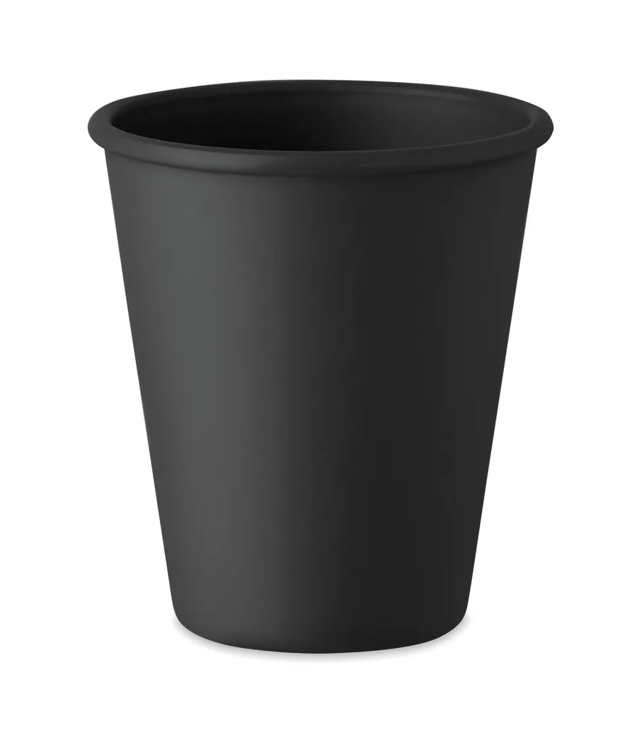 Musta kartiomainen CUPFUL-muki ilman painatusta.