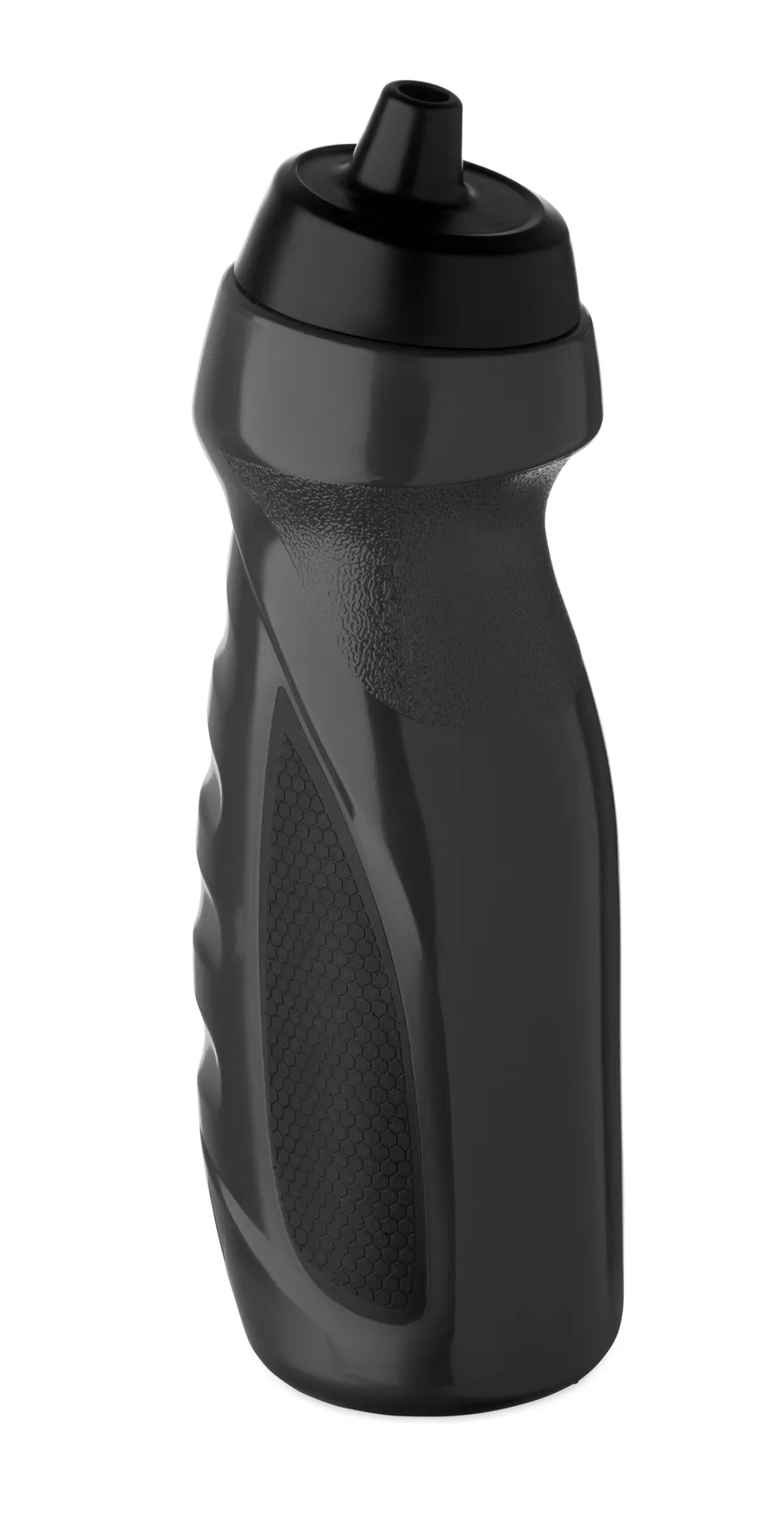 Musta 700 ml urheilupullo, jossa muotoiltu kahvaosa ja juomanokka.