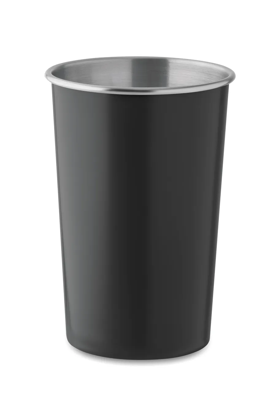 Musta FJARD-teräsmuki, jonka suuaukossa näkyy teräksen väri.