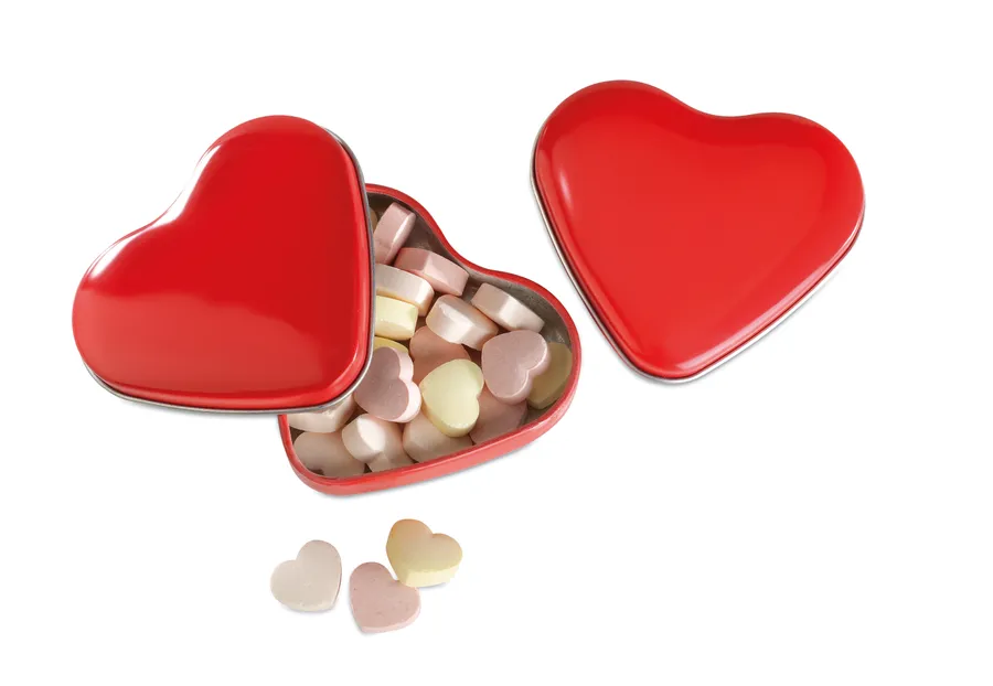 Sydämen muotoinen LOVEMINT-peltirasia