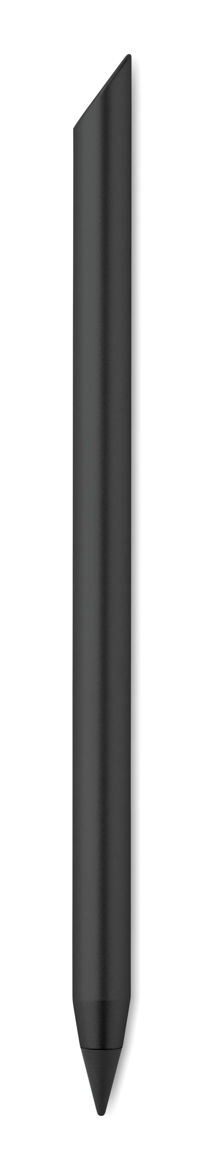 Musta musteeton PENEVER-kynä, jossa on viistottu yläpää ja kartiomainen kärki.