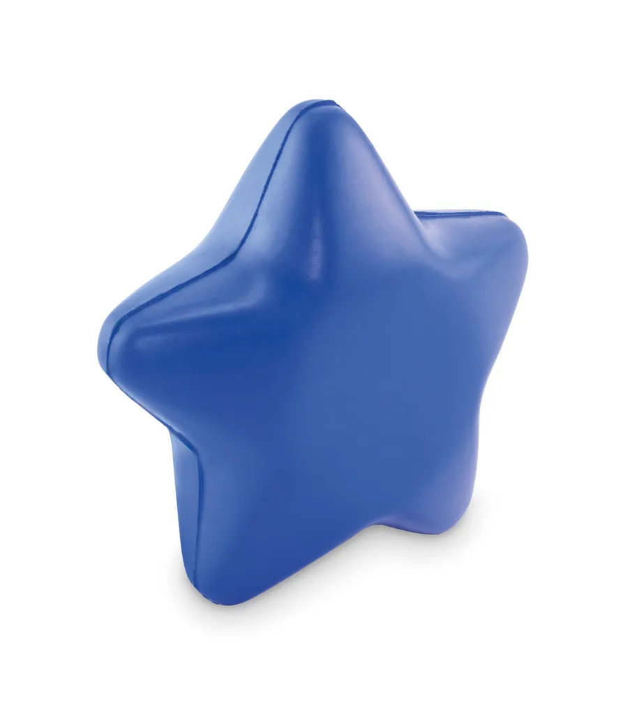 Sininen tähden muotoinen anti-stress-puristelu.