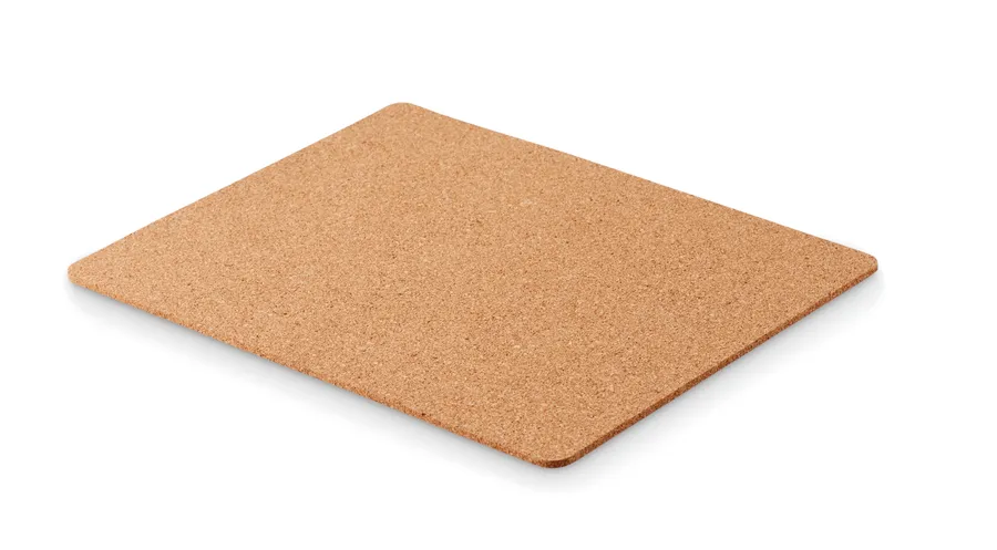 Beige korkista valmistettu MATTY-hiirimatto, suorakaiteen muotoinen ja pyöristetyt kulmat.