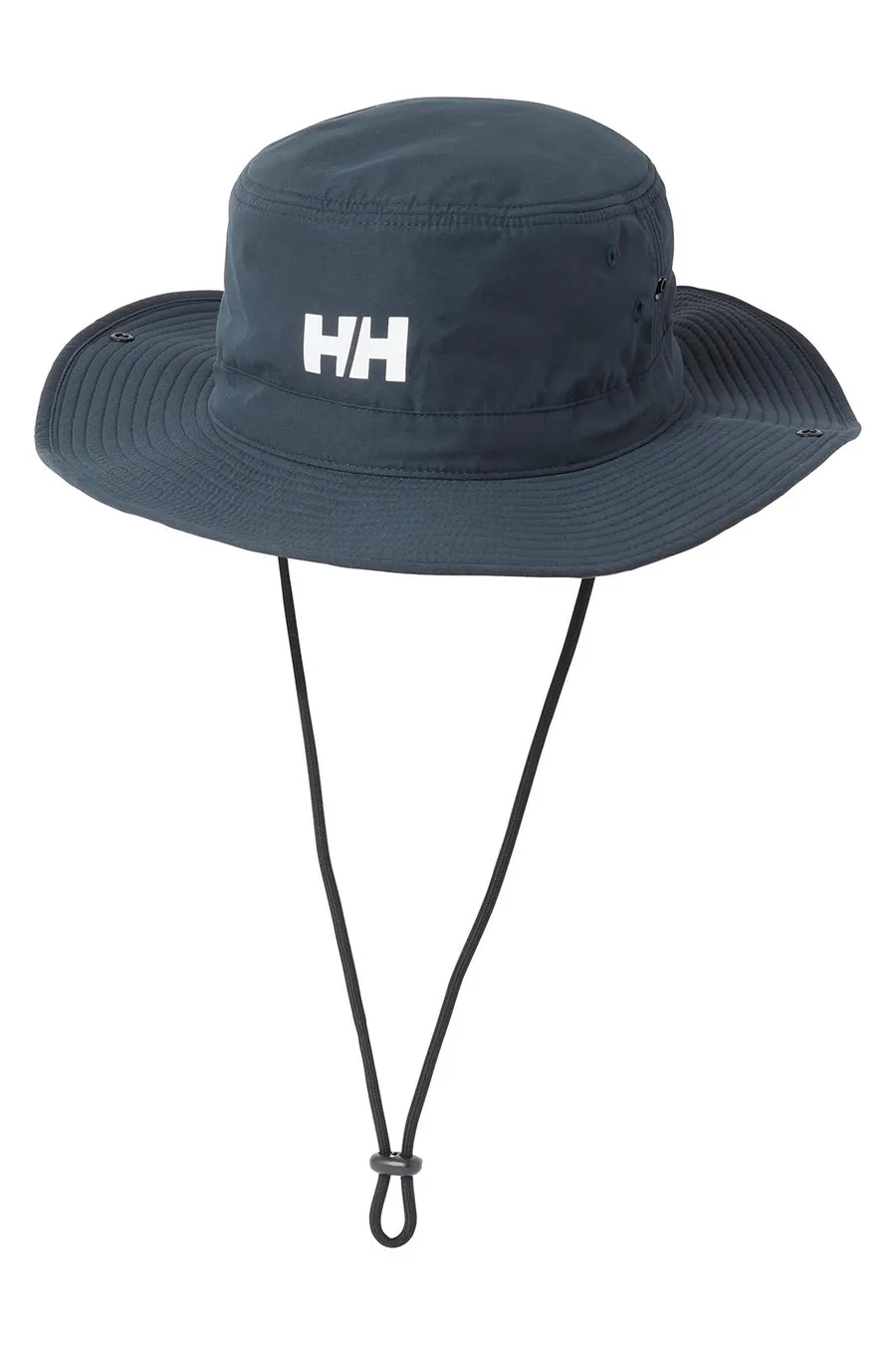Tummansininen Helly Hansenin lierihattu valkoisella logopainatuksella.