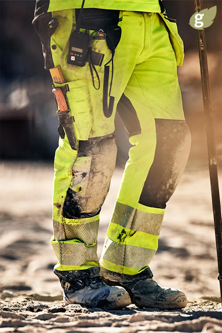 High vis green stretch housut