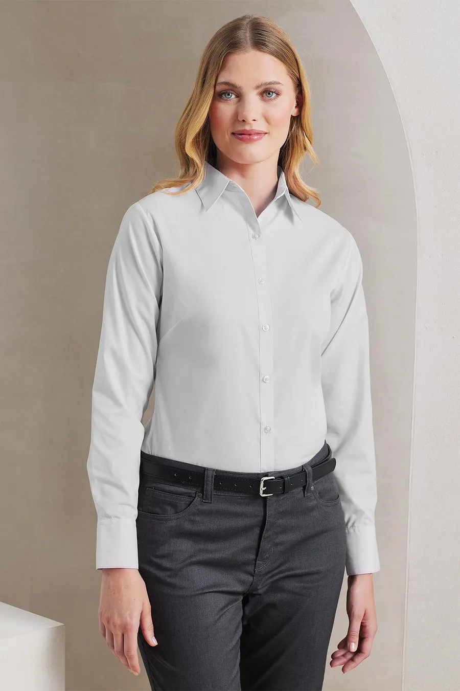 Women's long-sleeved poplin shirt