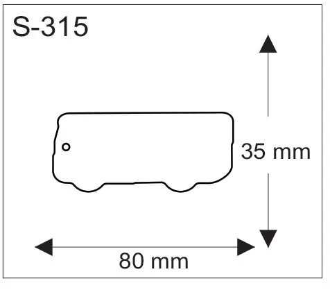 Linja-auton muotoinen pehmoheijastin, mitat 80 x 35 mm.