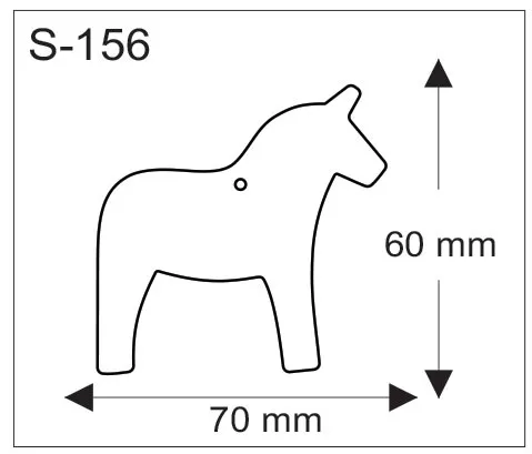 Hevosen muotoinen pehmoheijastin, mitat 70 x 60 mm.