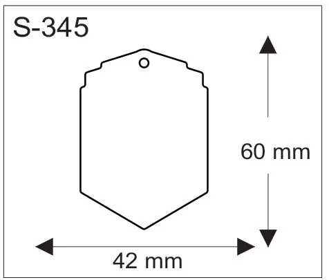 Kilven muotoinen pehmoheijastin ja sen mitat 42 x 60 mm.