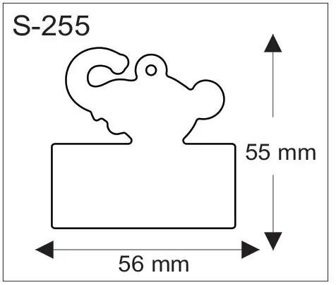 Norsun muotoisen pehmoheijastimen mittakuva, korkeus 55 mm ja leveys 56 mm.