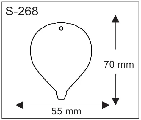 Kuumailmapallon muotoinen pehmoheijastin, mitat 55 x 70 mm.