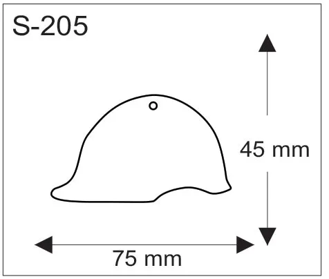 Kypärän muotoinen pehmoheijastin, mitat 75 x 45 mm.