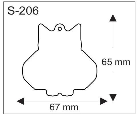 Pöllön muotoinen pehmoheijastin, mitat 67 x 65 mm ja ripustusreikä yläosassa.