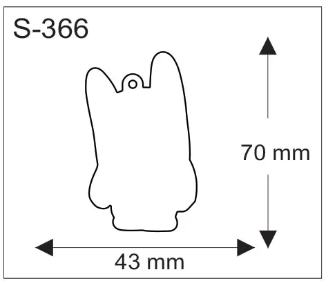 Jäniksen muotoinen pehmoheijastin, mitat 43 x 70 mm.