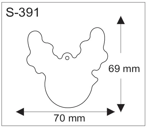 Hirvenpään muotoinen pehmoheijastin, mitat 70 x 69 mm.