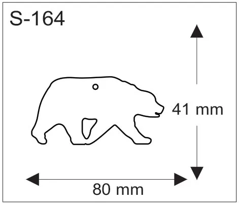 Karhun muotoinen pehmoheijastin, mitat 80 x 41 mm.