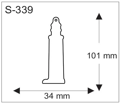 Majakan muotoinen pehmoheijastin, mitat 34 x 101 mm.