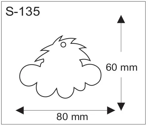 Eläinhahmon muotoinen pehmoheijastin, mitat 80 x 60 mm.