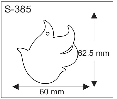 Linnun muotoinen pehmoheijastin, mitat 60 mm x 62,5 mm.