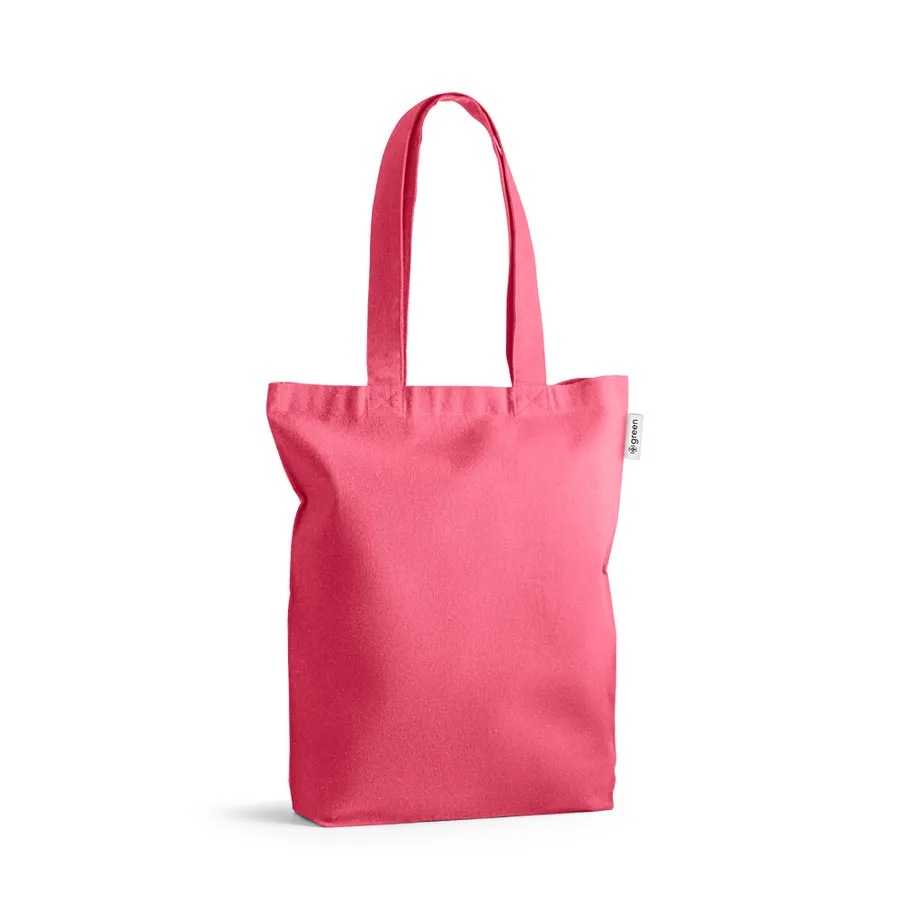 Pinkki MERIDA-kangaskassi, jossa pitkät olkakahvat ja levennetty pohja.