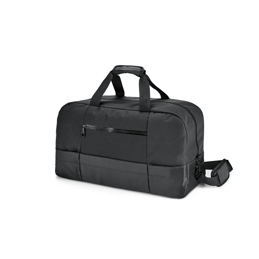 Musta ZIPPERS SPORT -urheilukassi, jossa vetoketjullinen etutasku, kantokahvat ja olkahihna.