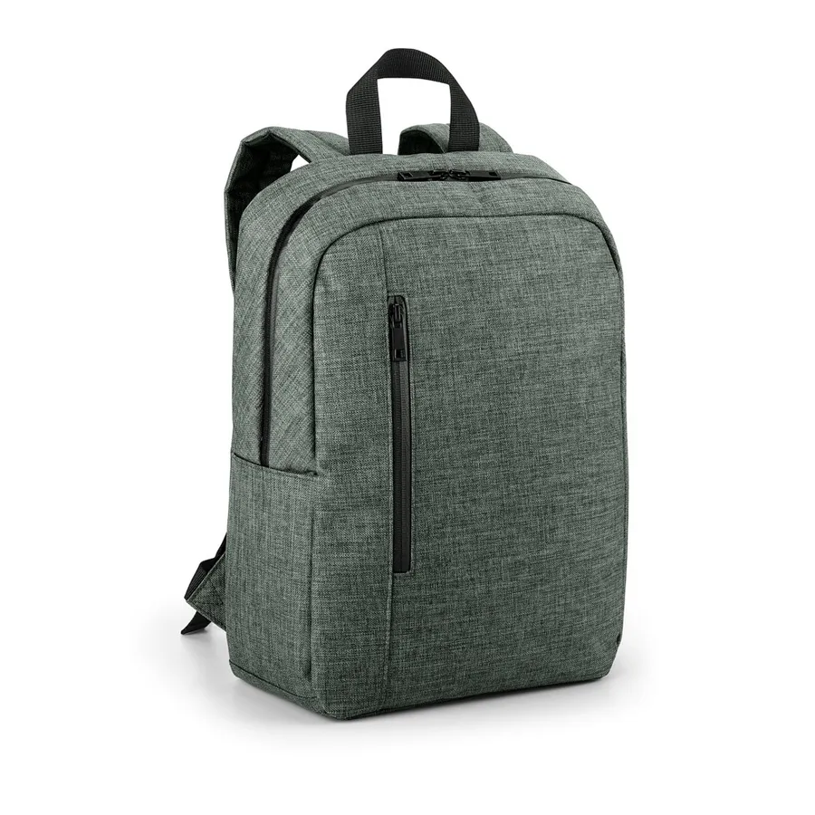 Harmaa SHADES BPACK -tietokonereppu, jossa vetoketjullinen etutasku ja kantokahva.