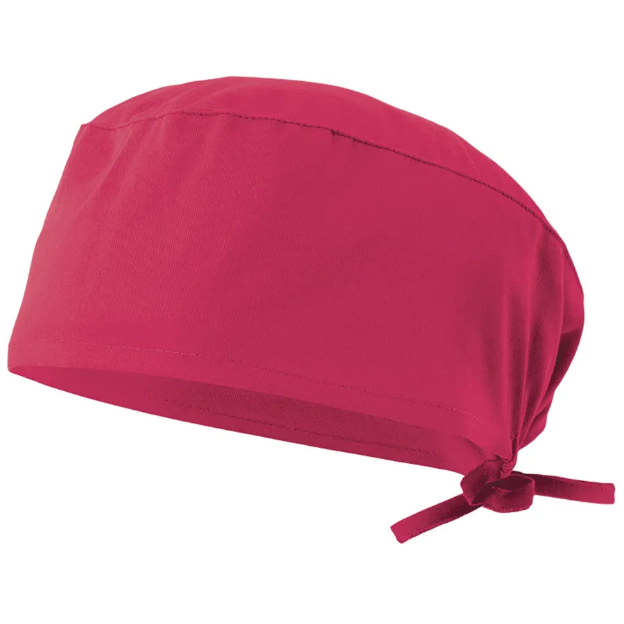 Pinkki twill-pipo, jonka takaosassa on solmittavat säätönauhat.