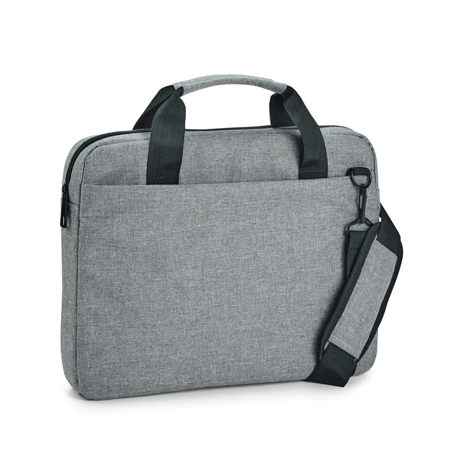 Vaaleanharmaa GRAPHS LAPTOP -tietokonesalkku kantokahvoilla ja irrotettavalla olkahihnalla.