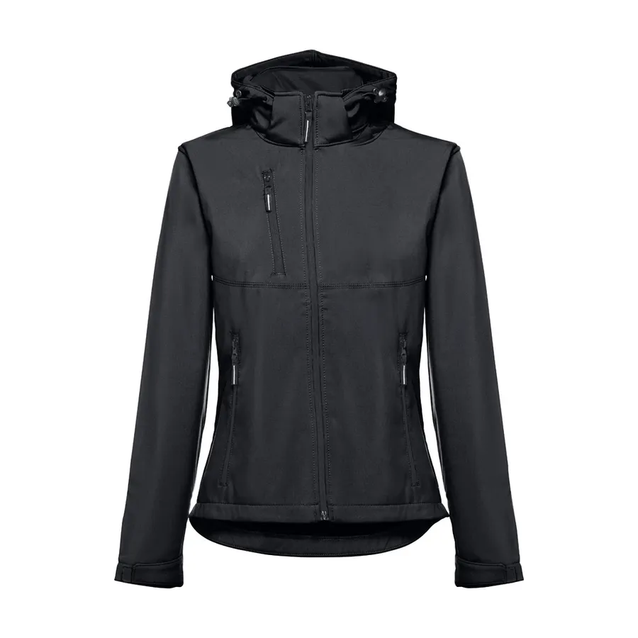 THC ZAGREB WOMEN. Naisten softshell-takki irrotettavalla hupulla ja pyöristetyllä helmalla