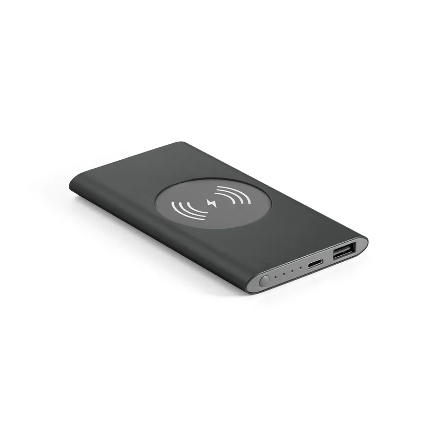 CASSINI. 4 000 mAh:n varavirtalähde ja 5 W:n langaton laturi kierrätetystä alumiinista (100 % rAL)