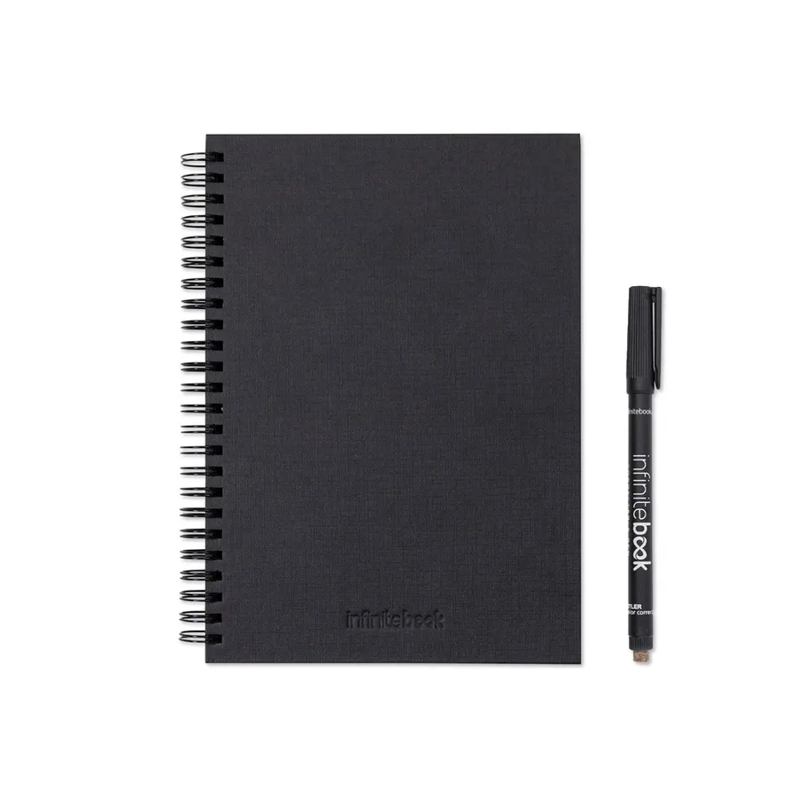STARTER KIT INFINITEBOOK A5 PLANNER TEXTURE. Sarja, johon kuuluu kovakantinen "Infinitebook", 1 puhdistussarja, 1 tussi ja 1 kuulakärkikynän pidike