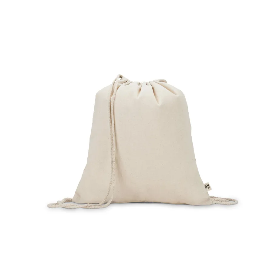 MAIORCA. 100 % kierrätetystä puuvillasta valmistettu kiristysnyörillinen kassi (180 g/m²)