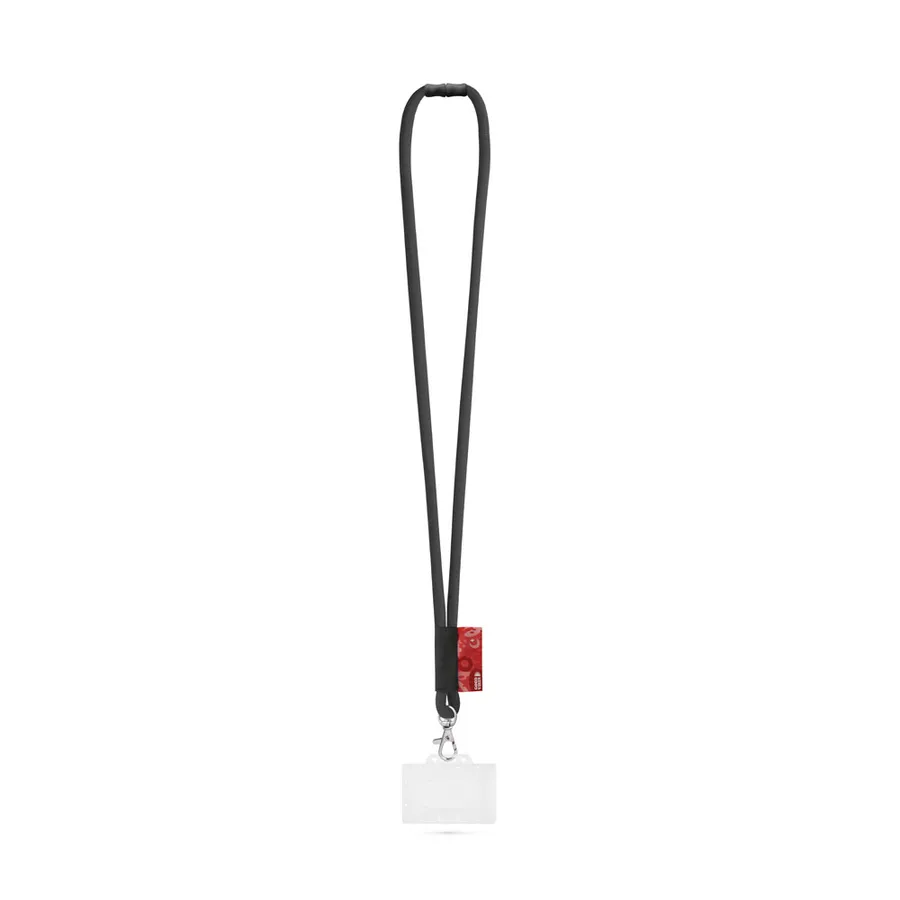 WATFORD. SET Lanyard TUBE Long (Ø 7 mm), 9 mm:n sulkurengas, Ø 7 mm:n turvalukko ja 91 x 68 mm:n jäykkä nimilapun/kortin pidike