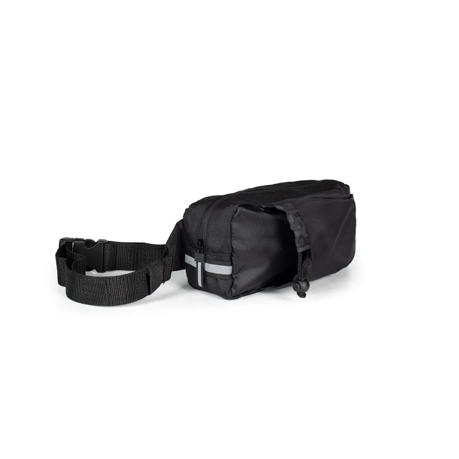 Black Delfos Pouch Shiny belt bag with a reflective element.